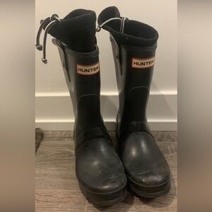 Hunter boots black medium tall size 5 women’s